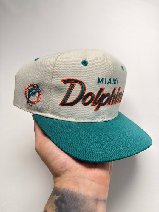 Vintage Deadstock Miami Dolphins Double Line Script Sports Specialties SnapBack