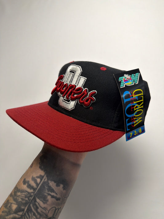 Vintage NWT Oklahoma Sooners Top Of The World 7-3/8 Fitted Hat