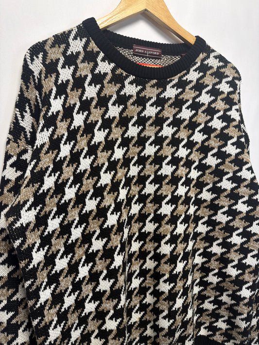 Vintage John Ashford Houndstooth Knit Sweater