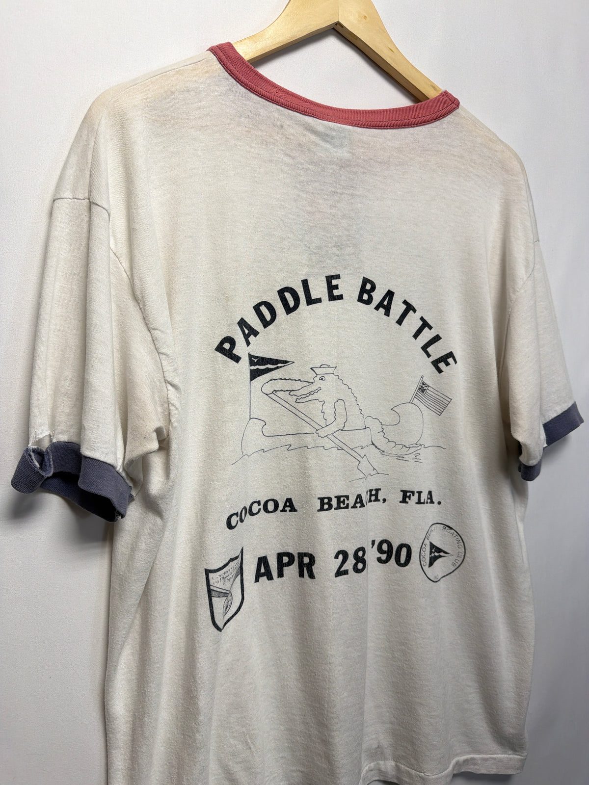 1990 Cocoa Beach Paddle Battle Ringer T-Shirt