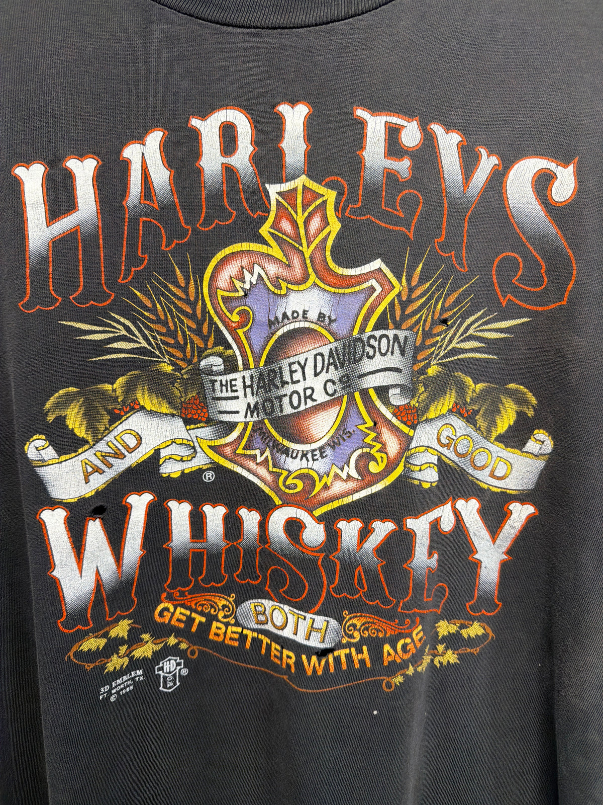 1988 3D Emblem Harleys Whiskey Hawaii T-Shirt