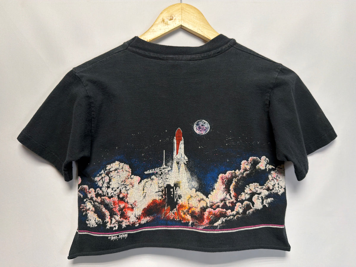 1990 NASA Houston Texas Space Shuttle Wraparound Crop T-Shirt