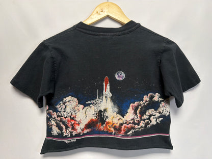 1990 NASA Houston Texas Space Shuttle Wraparound Crop T-Shirt