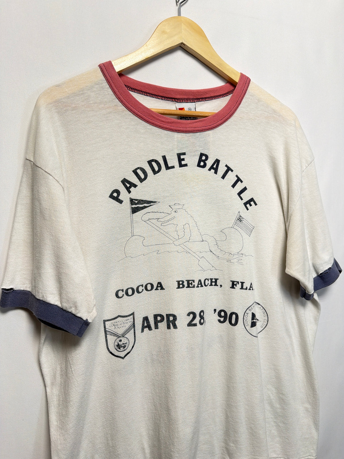 1990 Cocoa Beach Paddle Battle Ringer T-Shirt