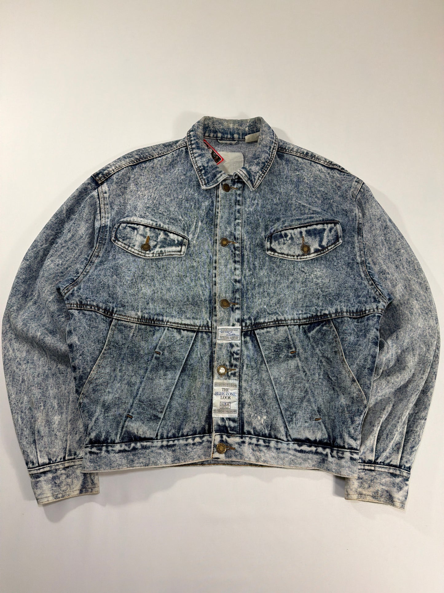 Vintage Acid Wash Blue Zone Denim Jacket