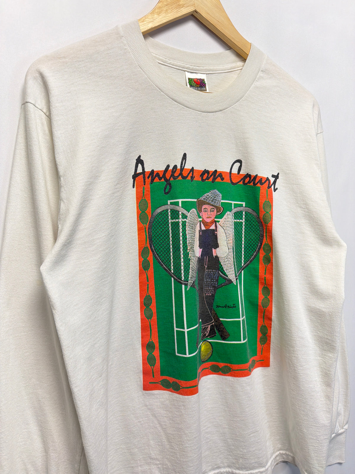 Vintage Howard Finster Angels On Court Folk Art T-Shirt