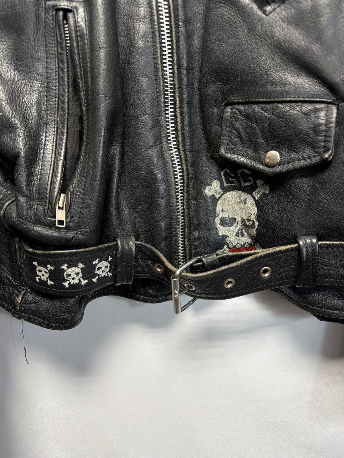 Vintage Custom Punk Studded FMC Leather Jacket