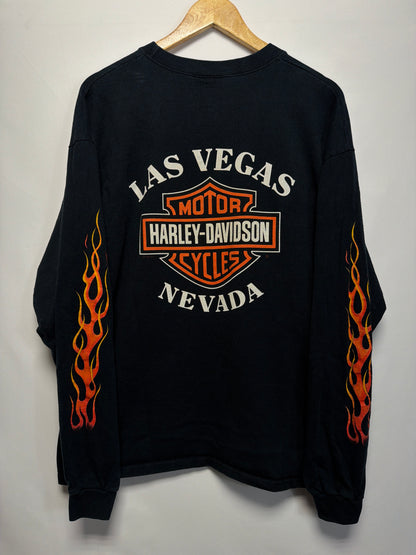 1998 Harley Davidson Feel The Heat Long Sleeve Flames T-Shirt
