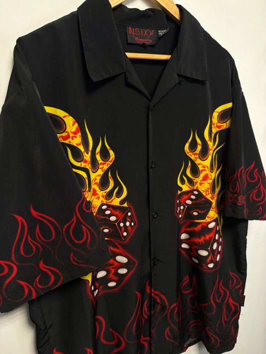 Vintage NSIXX Nikki Sixx Flaming Dice Button Up Shirt