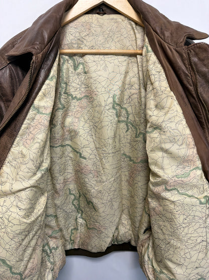 Vintage Leather Map Lining Bomber Jacket