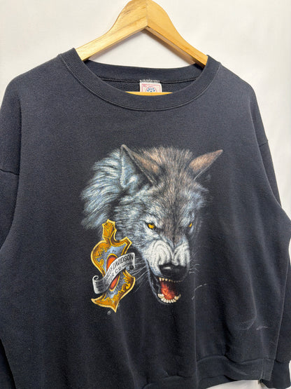 1992 3D Emblem Harley Davidson Wolf Sweatshirt