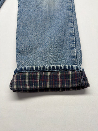 Vintage L.L. Bean Double L Plaid Lined Denim Jeans