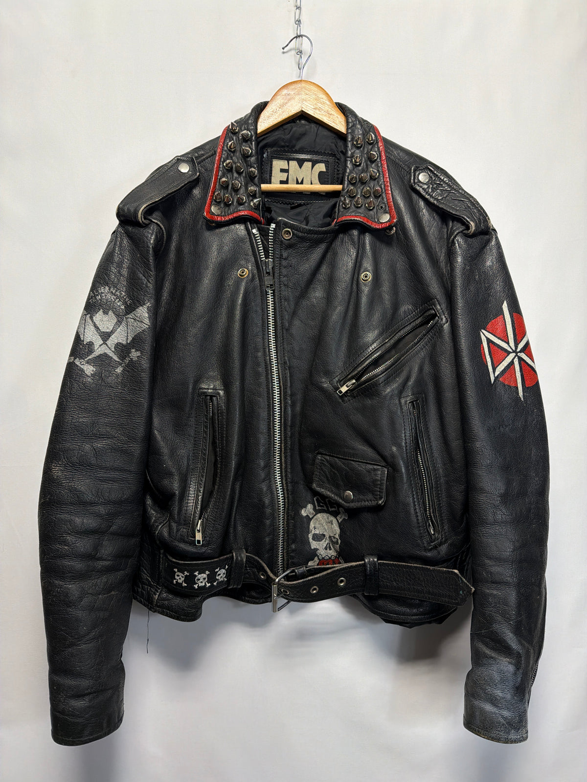 Vintage Custom Punk Studded FMC Leather Jacket
