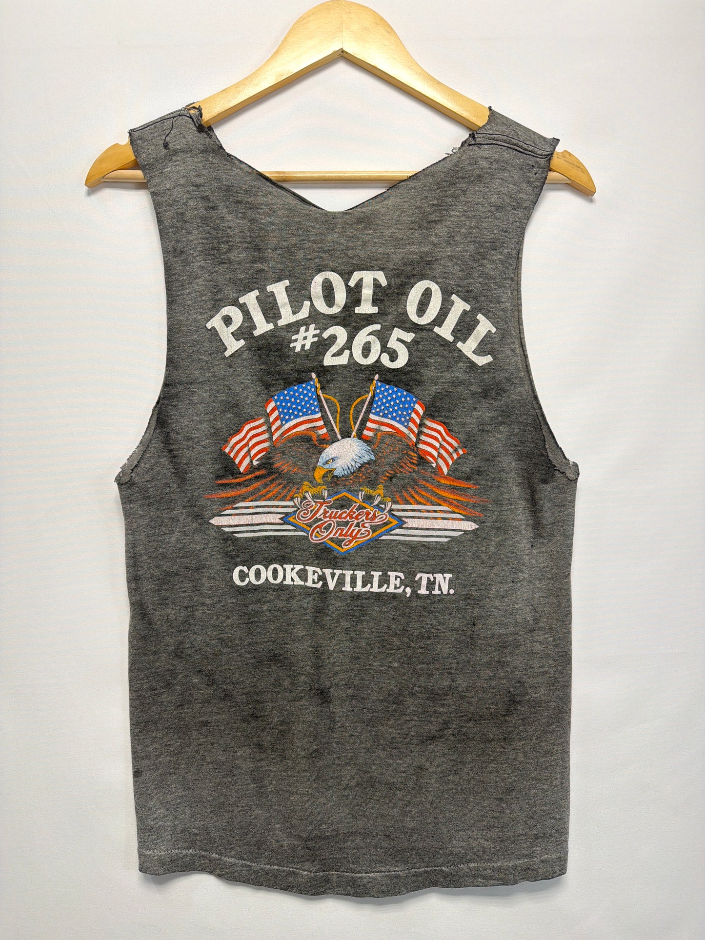 Vintage 3D Emblem Spirit Of America Truckers Only Cutoff T-Shirt
