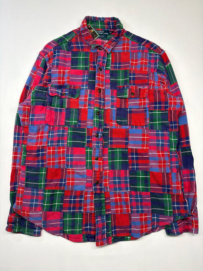 Vintage Polo Patchwork Button Up Flannel