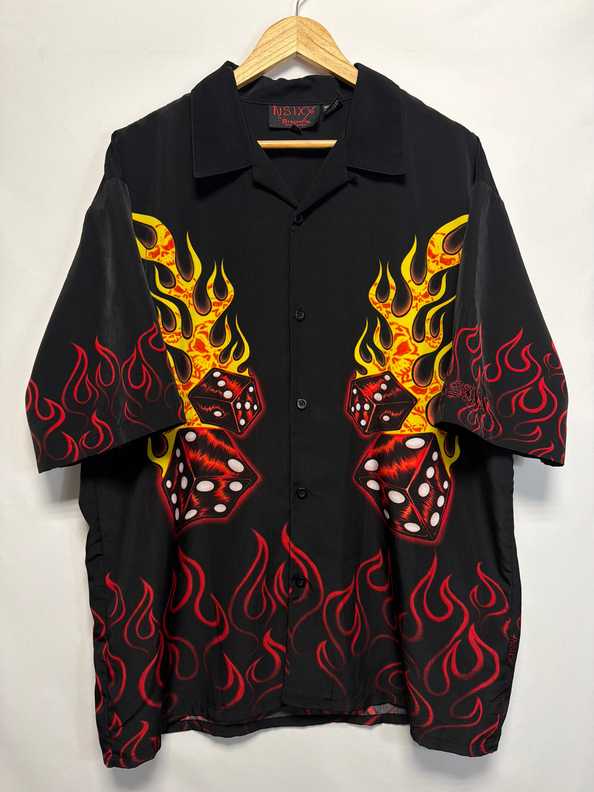 Vintage NSIXX Nikki Sixx Flaming Dice Button Up Shirt