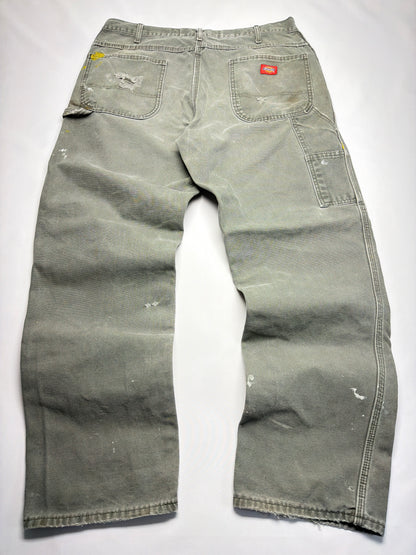 Vintage Distressed Thrashed Green Dickies Work Pants