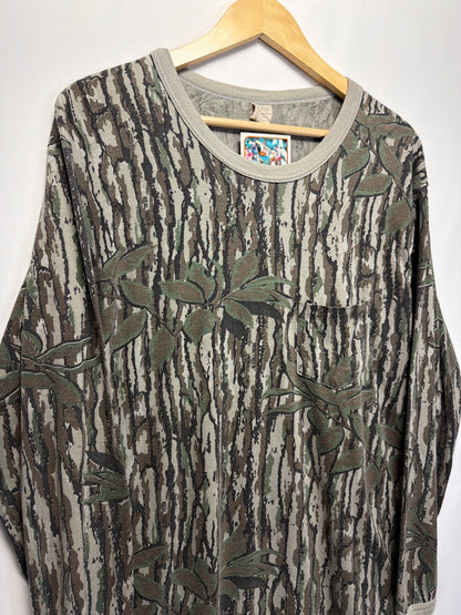 Vintage Realtree Brown Leaf Camo Long Sleeve Pocket T-Shirt