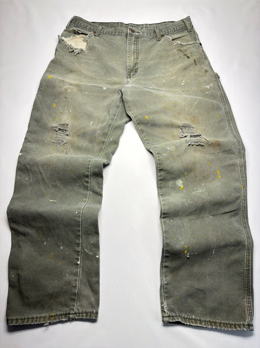 Vintage Distressed Thrashed Green Dickies Work Pants