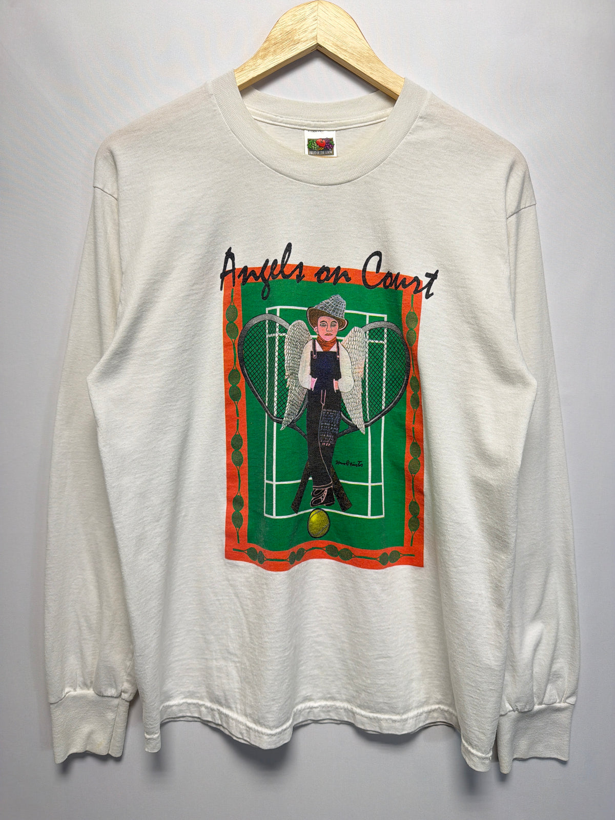 Vintage Howard Finster Angels On Court Folk Art T-Shirt
