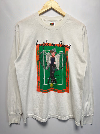 Vintage Howard Finster Angels On Court Folk Art T-Shirt