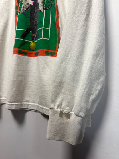 Vintage Howard Finster Angels On Court Folk Art T-Shirt