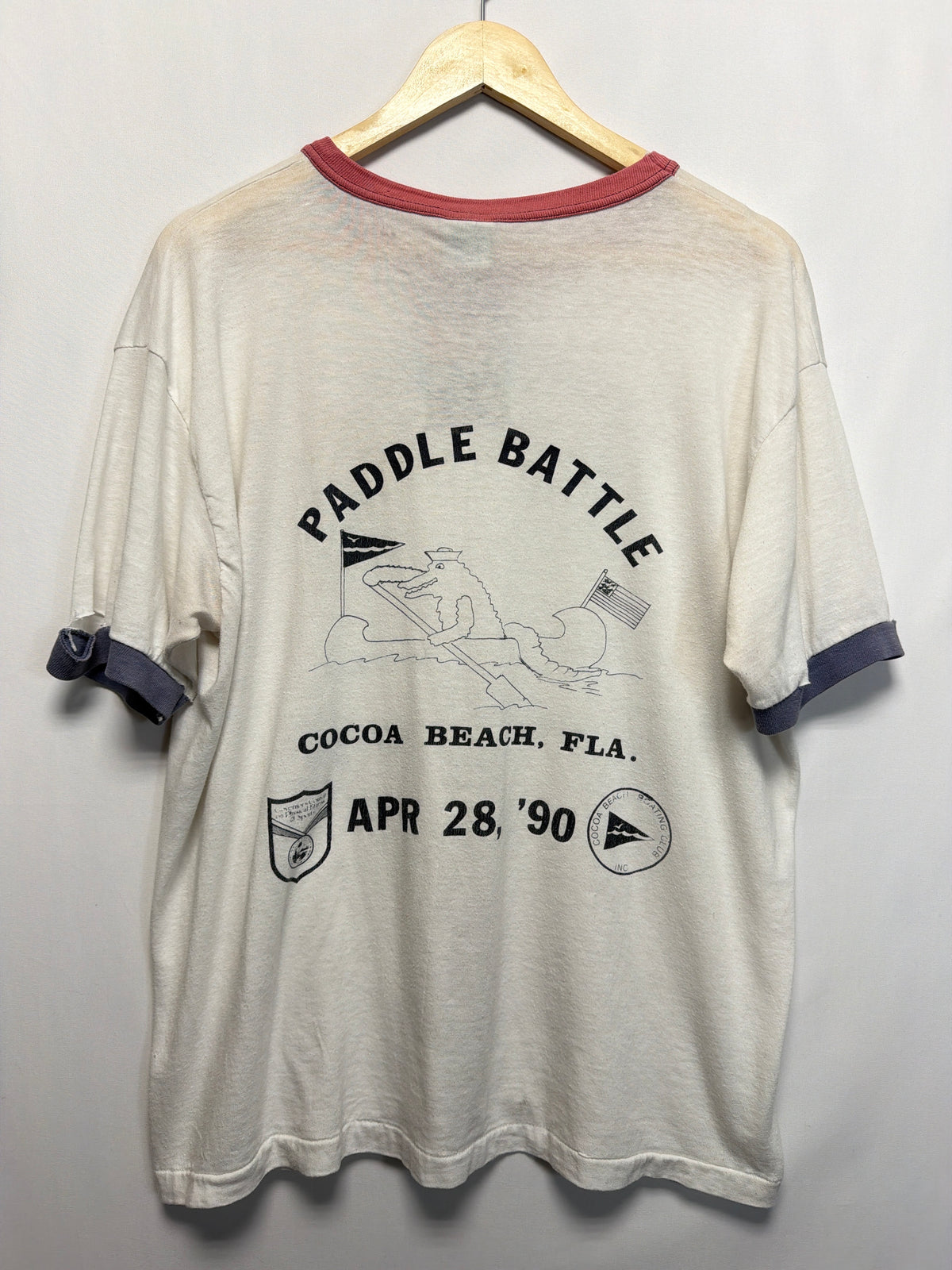1990 Cocoa Beach Paddle Battle Ringer T-Shirt