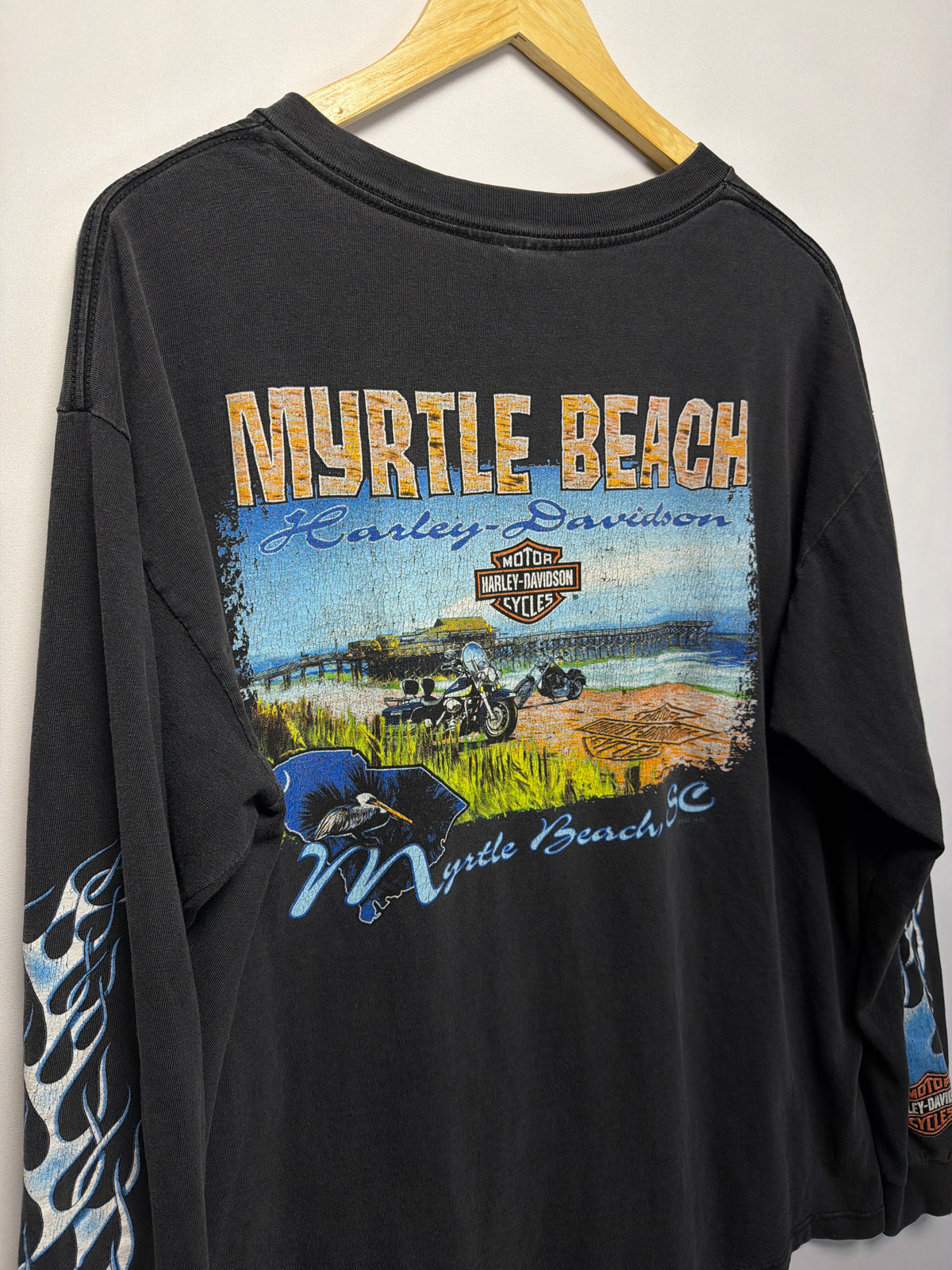 2002 Harley Davidson Myrtle Beach Long Sleeve Flames T-Shirt