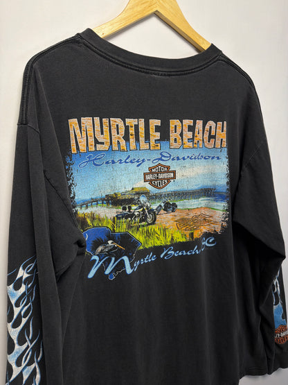 2002 Harley Davidson Myrtle Beach Long Sleeve Flames T-Shirt