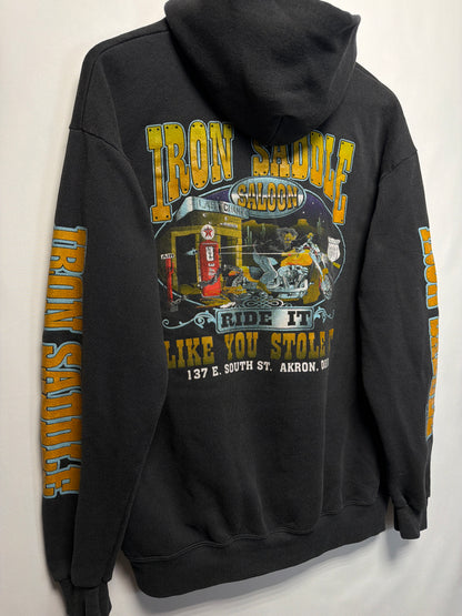 Vintage Iron Saddle Saloon Zip Up Hoodie