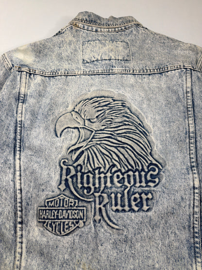 Vintage Harley Davidson Righteous Ruler Denim Jacket