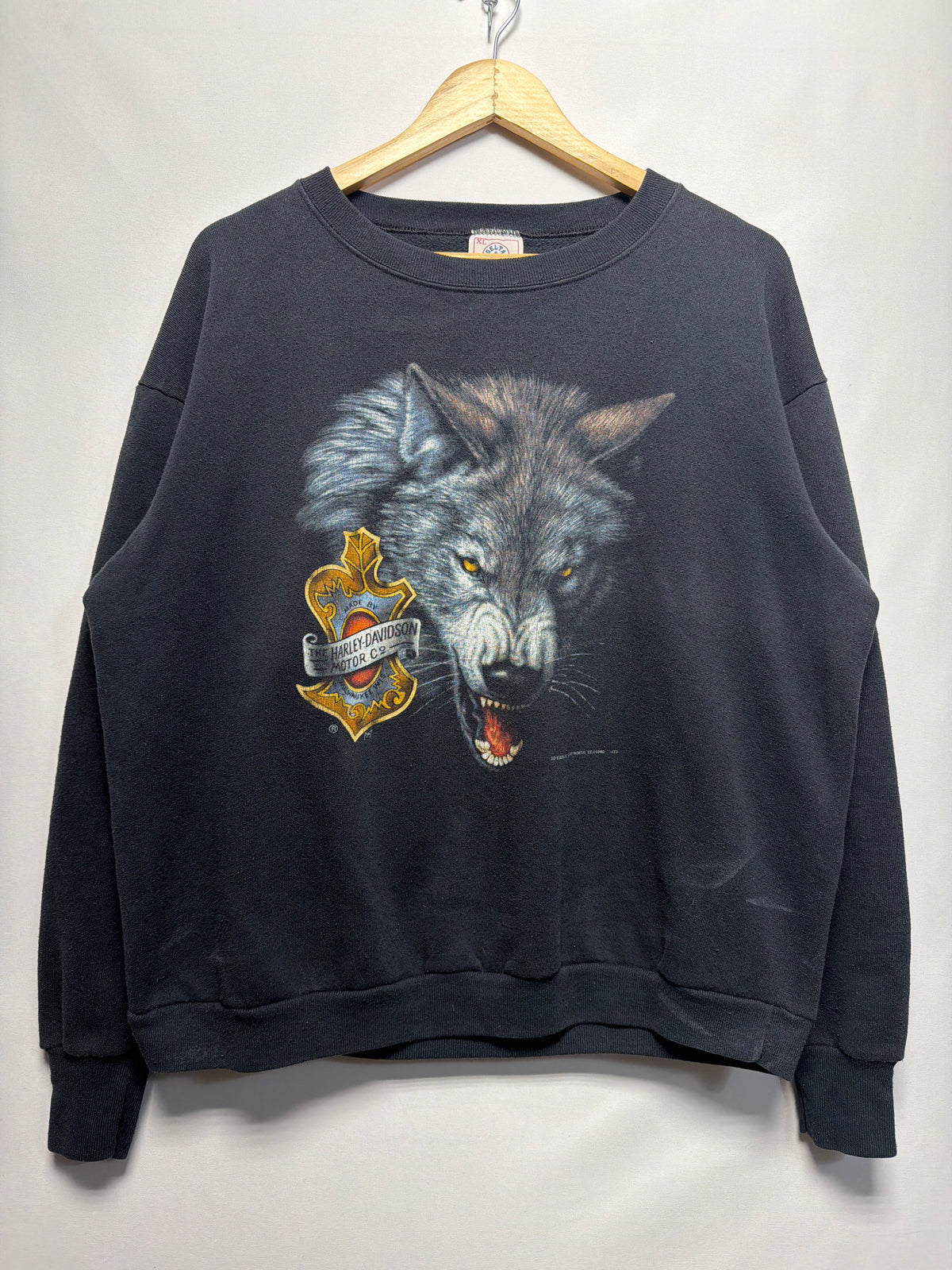 1992 3D Emblem Harley Davidson Wolf Sweatshirt