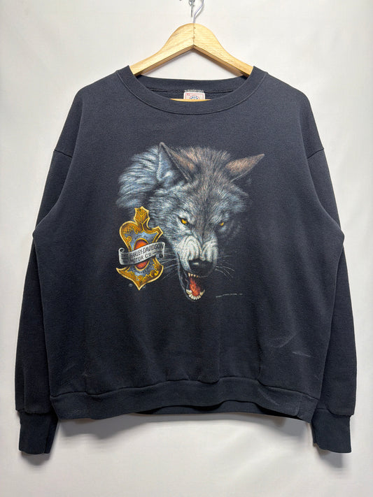 1992 3D Emblem Harley Davidson Wolf Sweatshirt