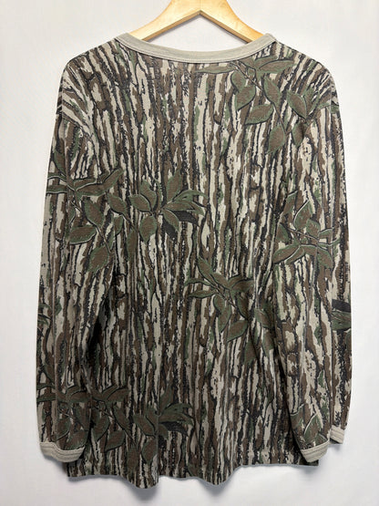 Vintage Realtree Brown Leaf Camo Long Sleeve Pocket T-Shirt