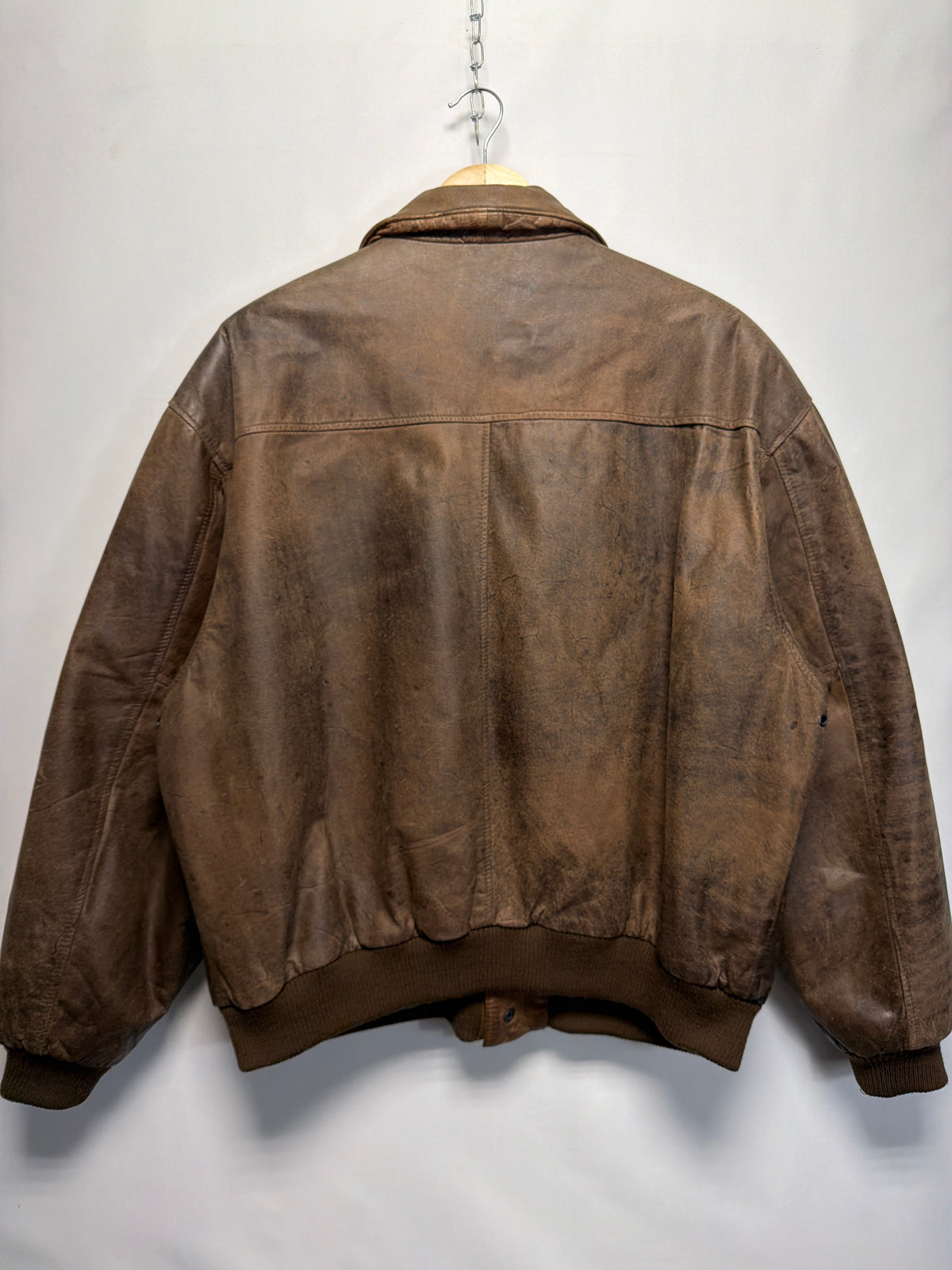 Vintage Leather Map Lining Bomber Jacket