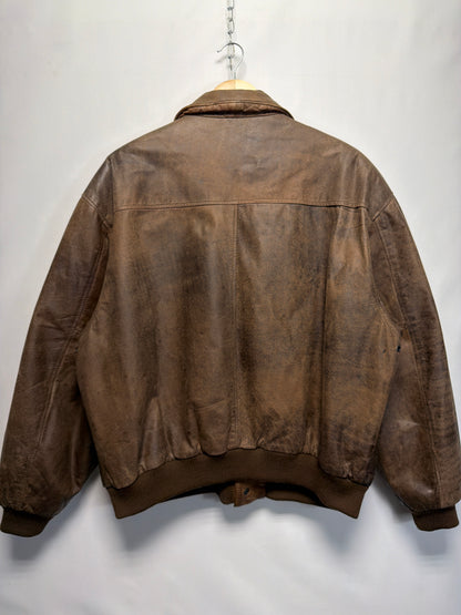 Vintage Leather Map Lining Bomber Jacket