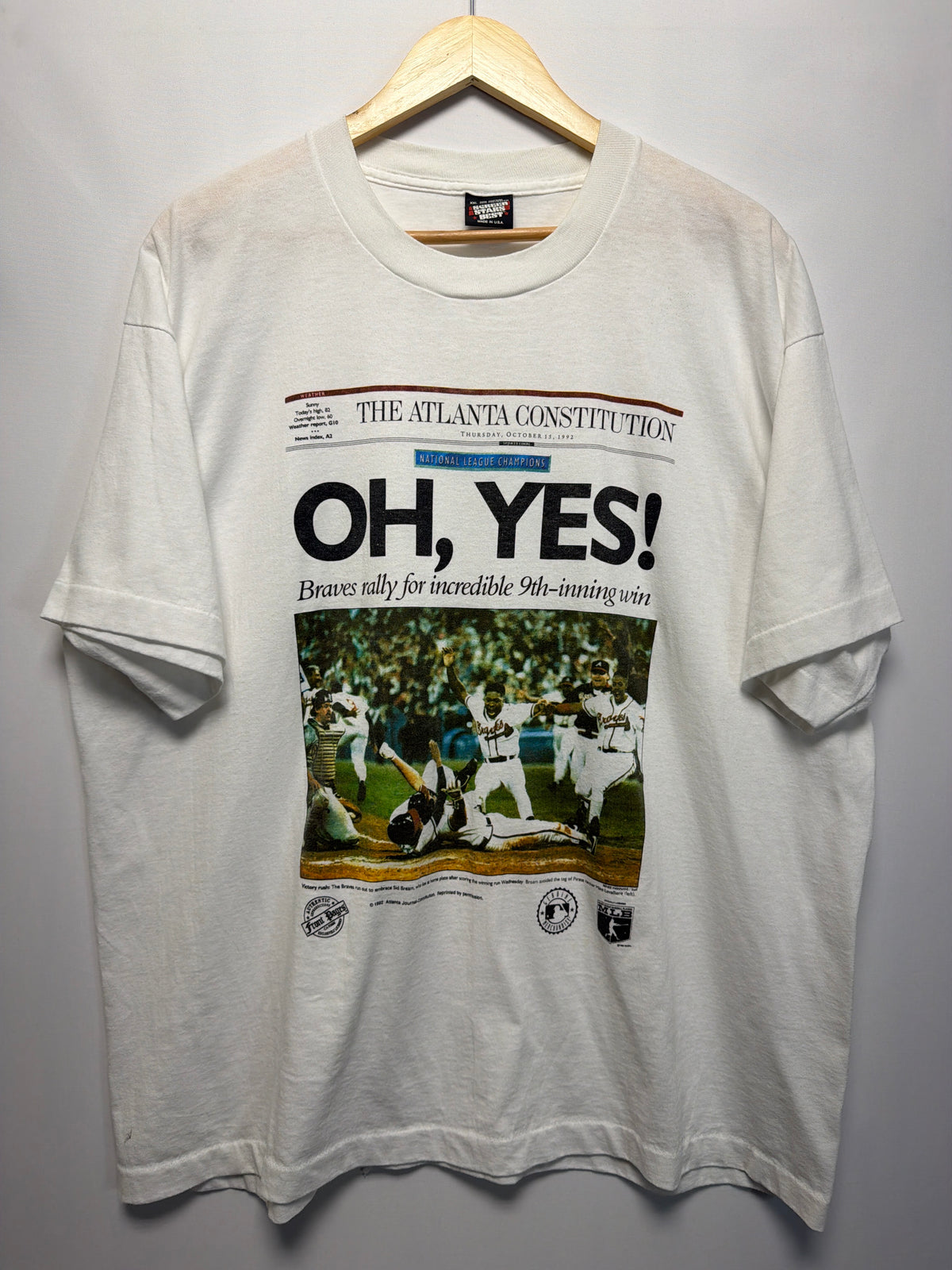 1992 Atlanta Braves Atlanta Constitution Newspaper T-Shirt