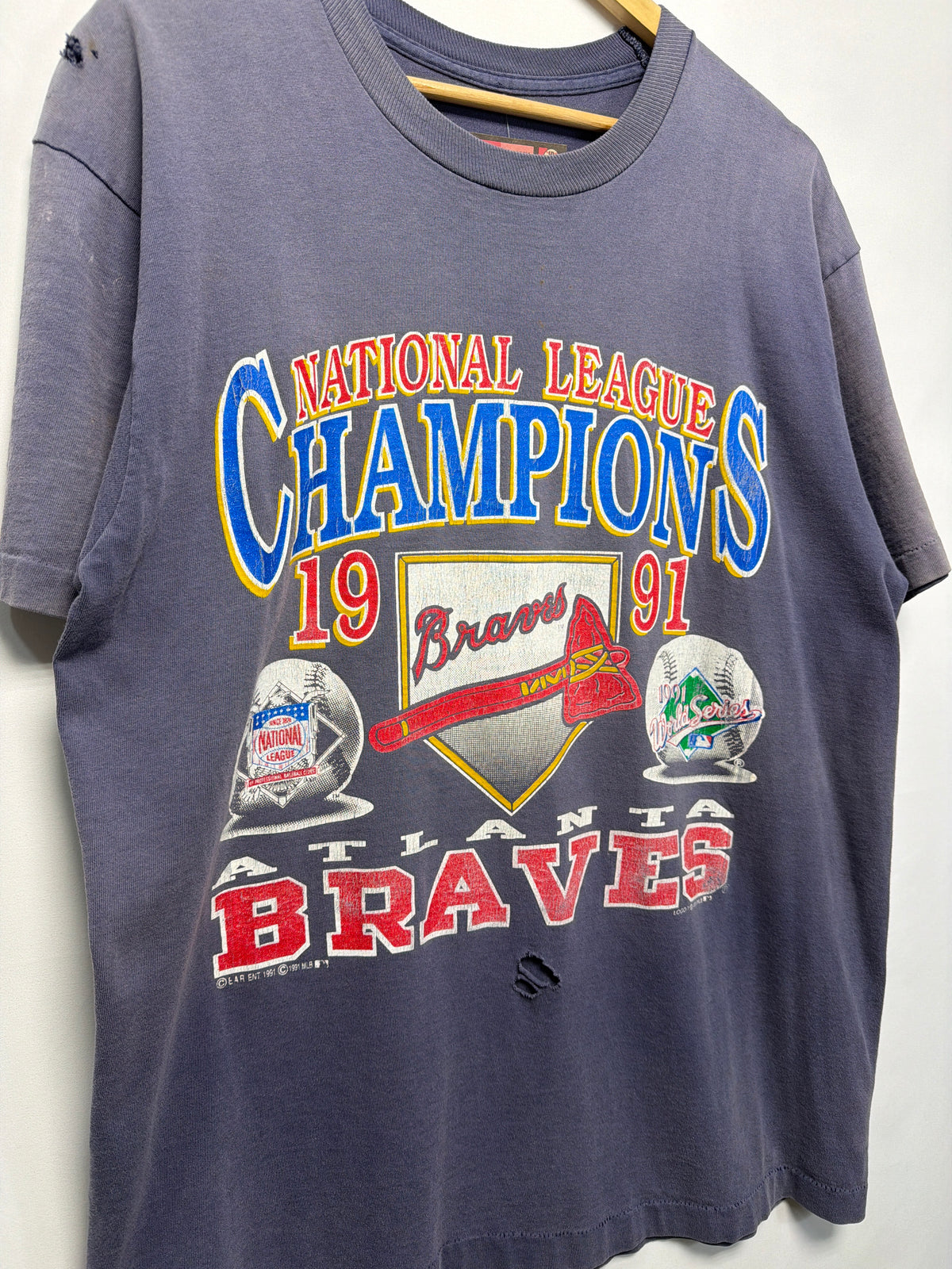 1991 Atlanta Braves NL Champions Faded T-Shirt