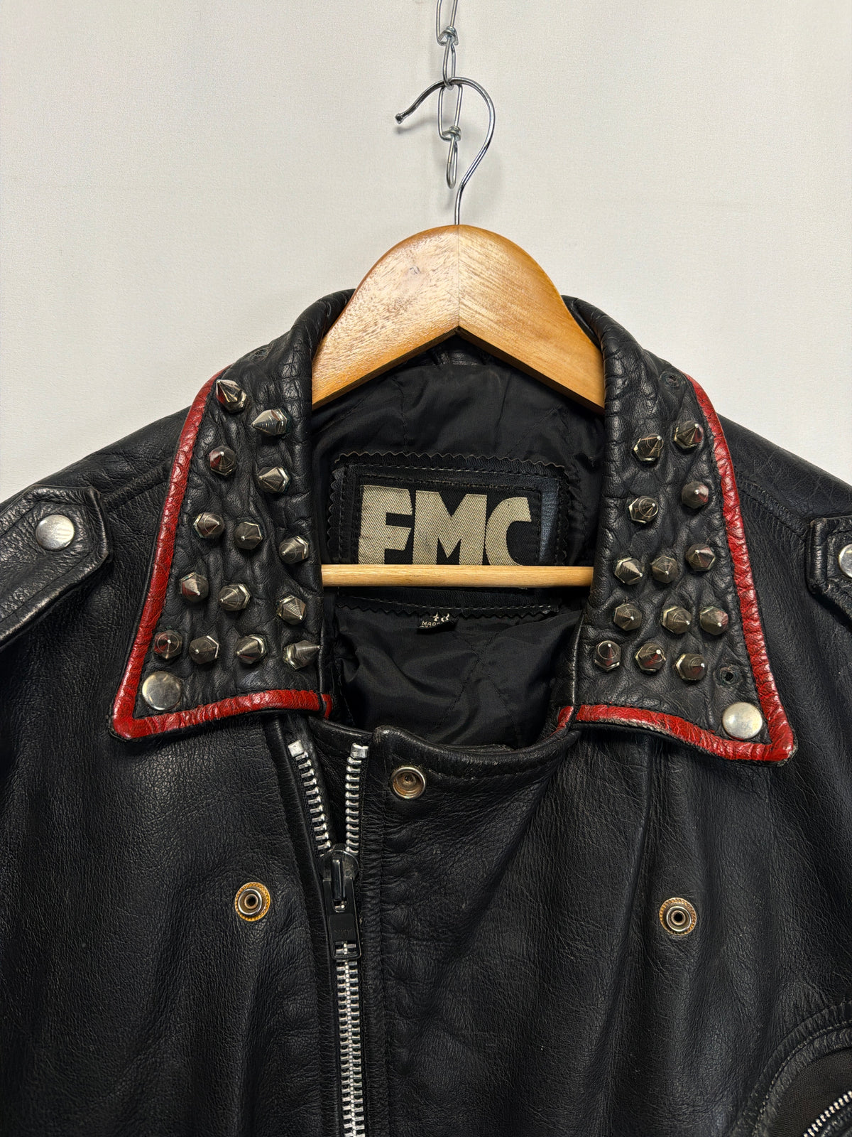 Vintage Custom Punk Studded FMC Leather Jacket