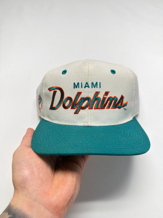 Vintage Deadstock Miami Dolphins Double Line Script Sports Specialties SnapBack
