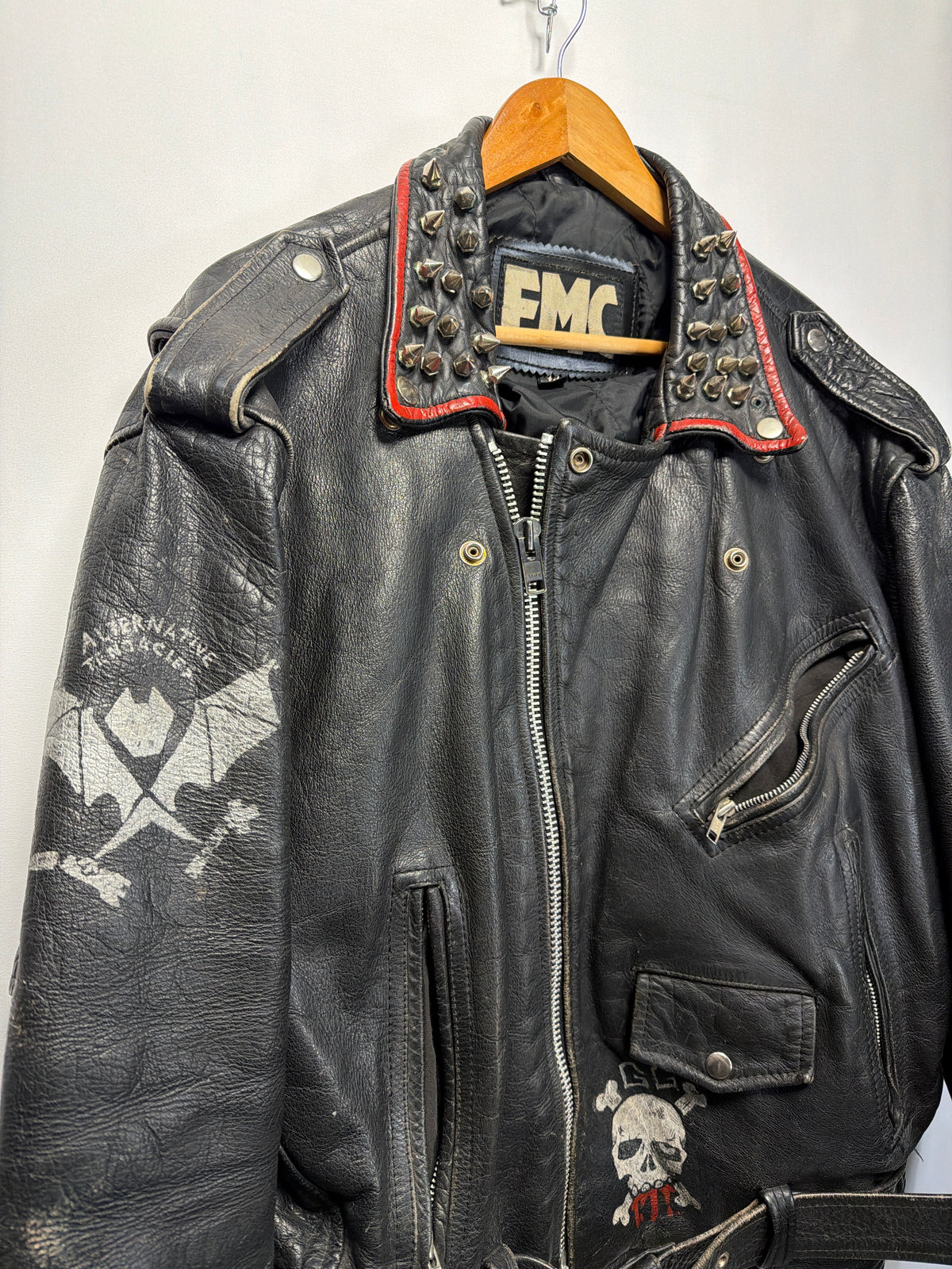 Vintage Custom Punk Studded FMC Leather Jacket