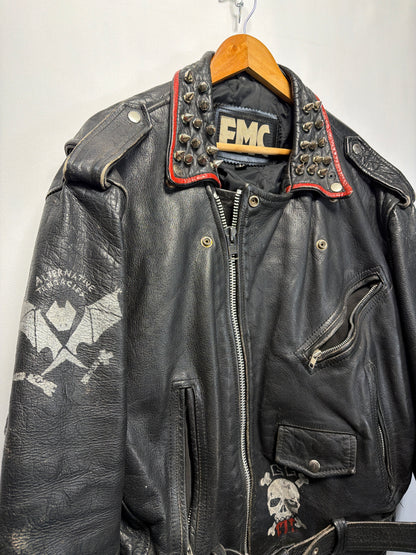 Vintage Custom Punk Studded FMC Leather Jacket