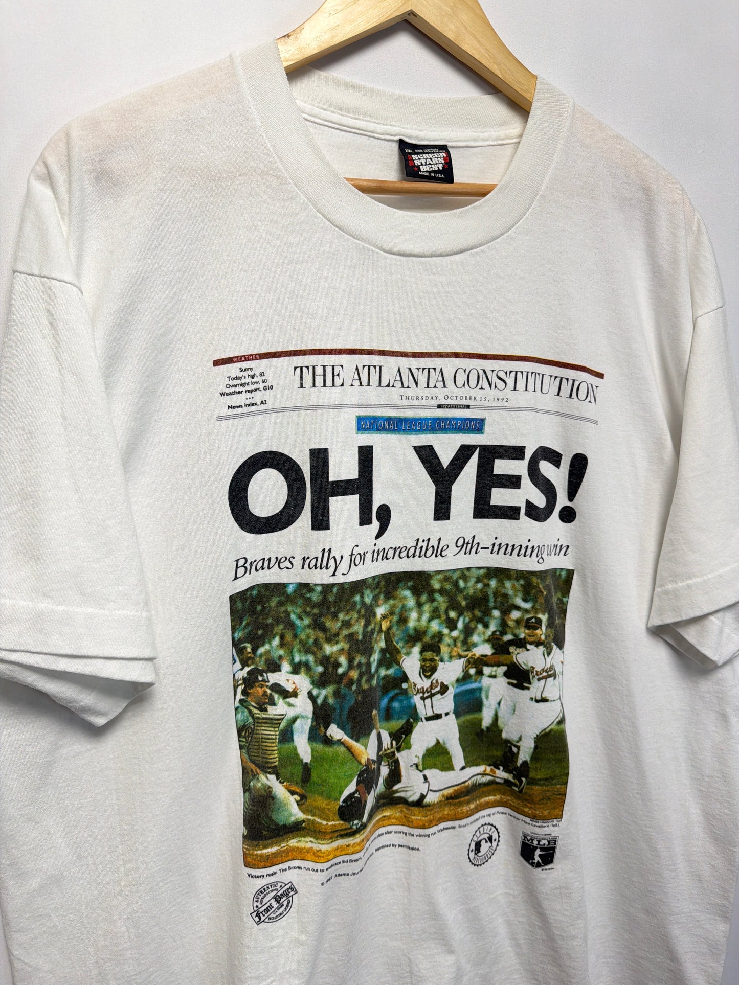 1992 Atlanta Braves Atlanta Constitution Newspaper T-Shirt
