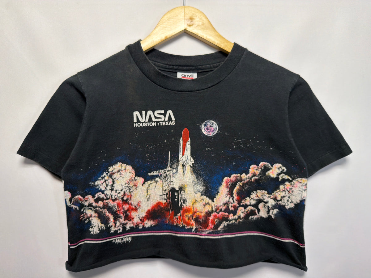 1990 NASA Houston Texas Space Shuttle Wraparound Crop T-Shirt