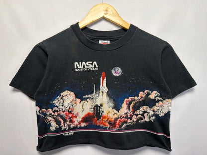 1990 NASA Houston Texas Space Shuttle Wraparound Crop T-Shirt