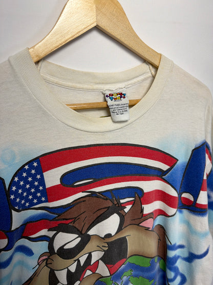 1995 Looney Tunes Taz USA All Over Print T-Shirt