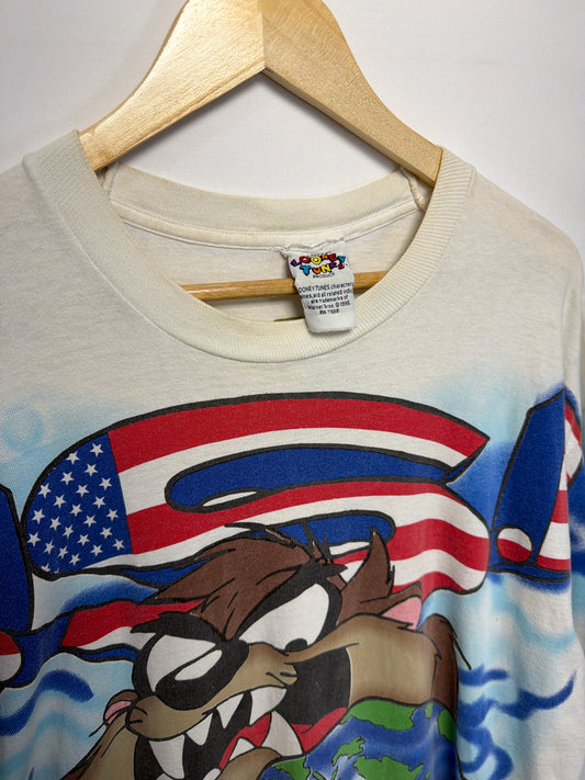 1995 Looney Tunes Taz USA All Over Print T-Shirt