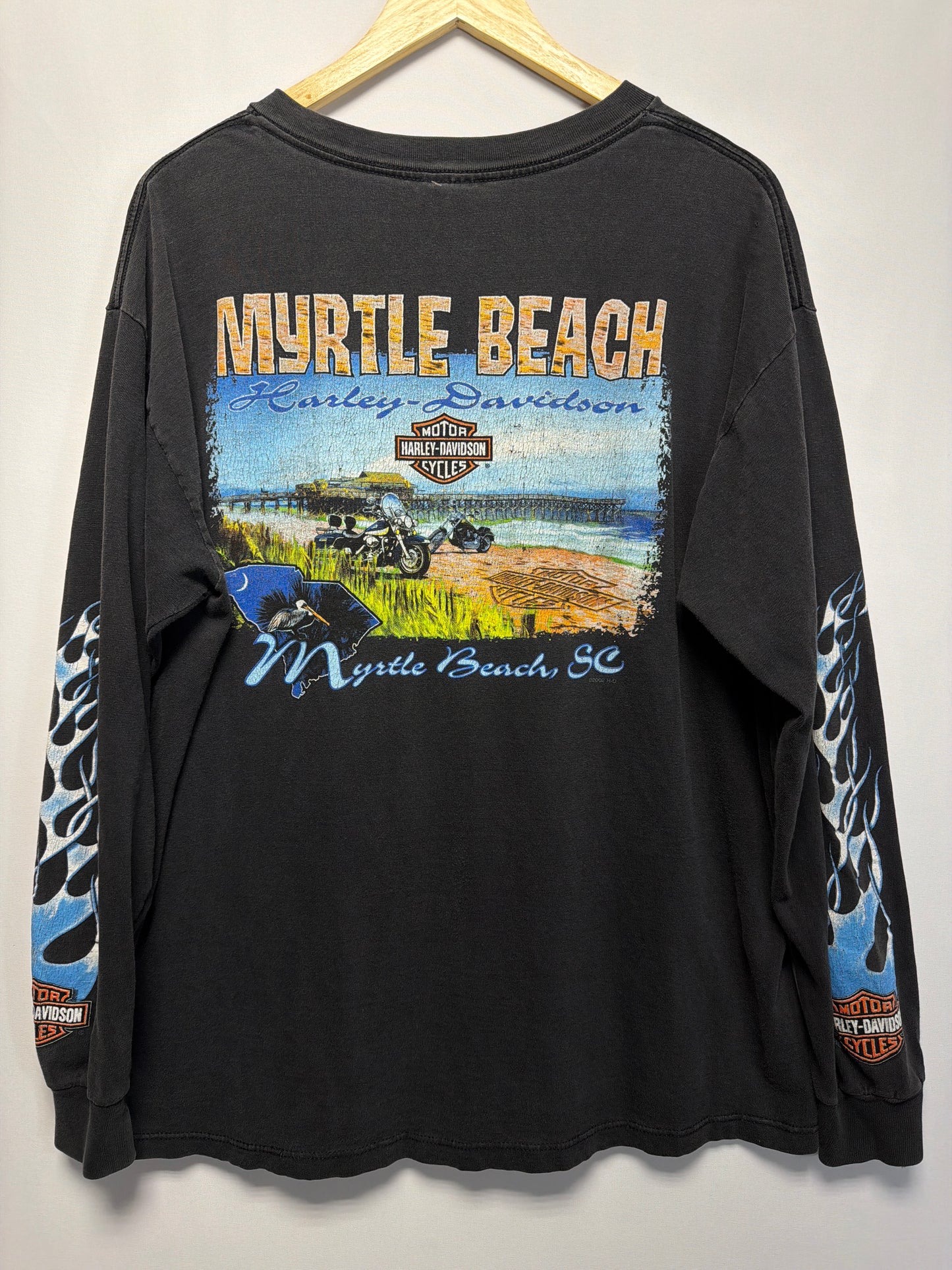 2002 Harley Davidson Myrtle Beach Long Sleeve Flames T-Shirt