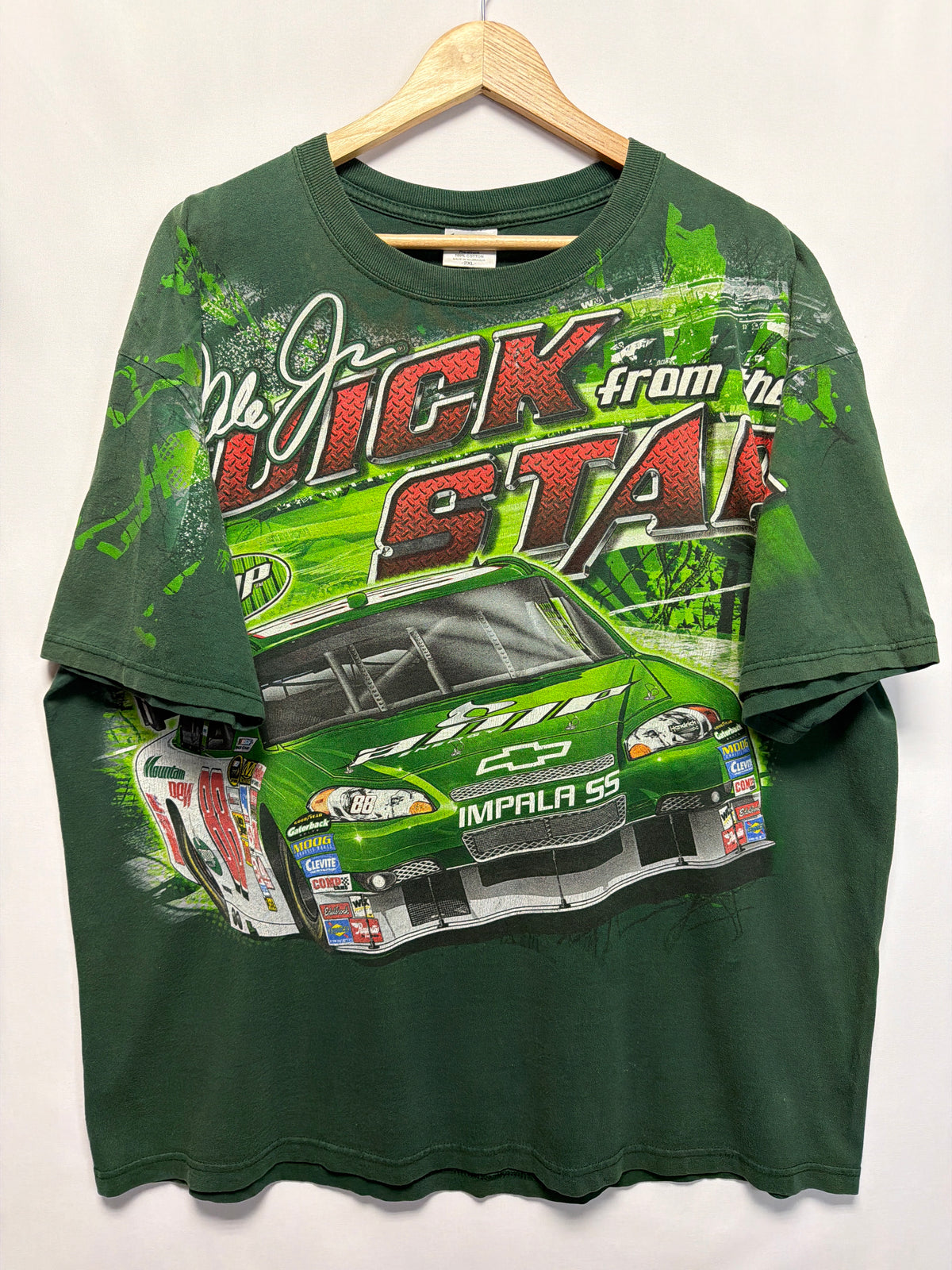 Vintage Y2K Dale Jr AOP Quick From The Start NASCAR T-Shirt