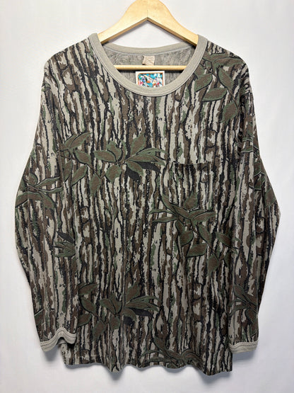 Vintage Realtree Brown Leaf Camo Long Sleeve Pocket T-Shirt
